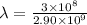 \lambda = \frac{3 \times 10^8}{2.90 \times 10^9}