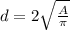 d=2\sqrt{\frac{A}{\pi} }