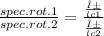 \frac{spec.rot.1}{spec.rot.2} = \frac{\frac{α}{lc1} }{\frac{α}{lc2} }