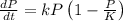 \frac{dP}{dt} = kP\left(1-\frac{P}{K}\right)