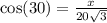 \cos(30\degree)=\frac{x}{20\sqrt{3}}