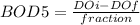 BOD5=\frac{DOi-DOf}{fraction}