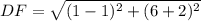 DF=\sqrt{(1-1)^2+(6+2)^2}