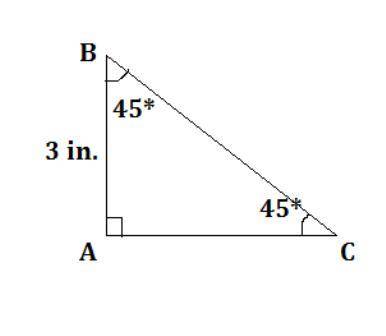 On a piece of paper, use a protractor to construct right triangle abc with ab=3 in. , m∠a=90° , and