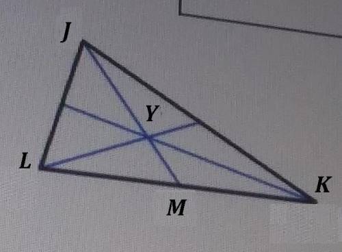 In triangle jkl, point y is the centroid. if jy is 22 feet, what is the length of the median that co
