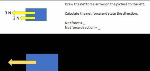 physical science,  explain your answer!  draw the net force arrow on the picture to the left. calcul