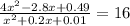 \frac{4x^{2}-2.8x+0.49}{x^{2}+0.2x+0.01} = 16