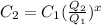 C_{2} =C_{1} (\frac{Q_{2} }{Q_{1}})^{x}