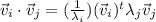 \vec{v}_i \cdot   \vec{v}_j =  (\frac{1}{\lambda_i})  (\vec{v} _i)^t \lambda_j \vec{v} _j