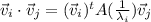 \vec{v}_i \cdot   \vec{v}_j =  (\vec{v} _i)^t A (\frac{1}{\lambda_i}) \vec{v}_j