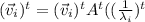(\vec{v}_i)^t =   (\vec{v} _i)^t A^t ((\frac{1}{\lambda_i})^t