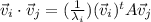 \vec{v}_i \cdot   \vec{v}_j =  (\frac{1}{\lambda_i})  (\vec{v} _i)^t A \vec{v}_j