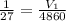 \frac{1}{27} =\frac{V_1}{4860}