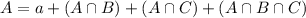 A = a + (A \cap B) + (A \cap C) + (A \cap B \cap C)