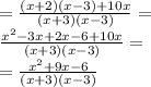 = \frac{(x+2)(x-3)+10x}{(x+3)(x-3)}= \\  \frac{ x^{2} -3x+2x-6+10x}{(x+3)(x-3)}= \\ = \frac{ x^{2} +9x-6}{(x+3)(x-3)}