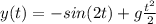 y (t) = -sin(2t)+g\frac{t^{2} }{2}