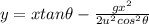 y=xtan\theta -\frac{gx^2}{2u^2cos^2\theta }