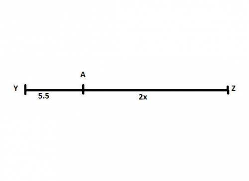 Given a is between y and z ya = 5.5, az = 2x, and yz = 41.5 =, find az  (detailed answer would be gr