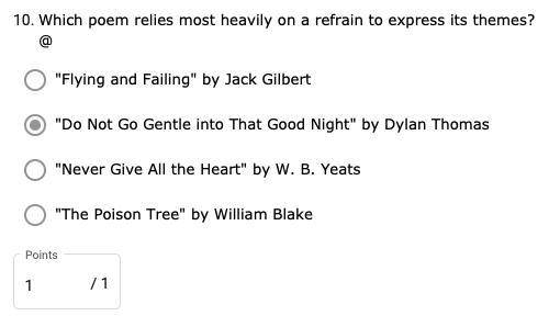 which poem relies most heavily on a refrain to express its themes?  @ flying and failing by jack g