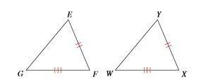 What additional information can be used to prove δefg ≅ δyxw by sss? a) gf ≅ yz b) wy ≅ gf c) ge