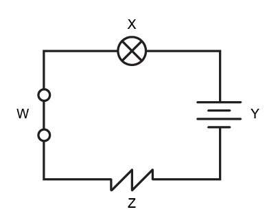 Keisha analyzes this circuit diagram. which circuit component should keisha use to start or stop the