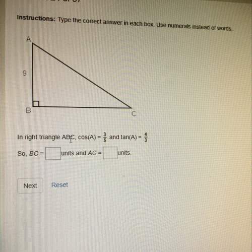 In a right triangle abc cos(a)=3/5 and tan (a)=4/3 so bc=