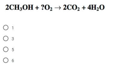 The following chemical equation shows the incomplete formula for burning methanol. the question mark