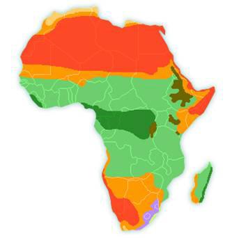 On climate maps such as the one above, color is most likely used to represent a. longitude and lati