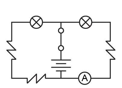 The circuit diagram shows a circuit containing several different components. which correctly describ