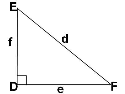 In the triangle below, what is tan f?