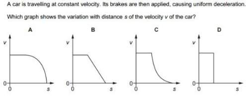 Acar is travelling at constant velocity. its brakes are then applied, causing uniform deceleration.