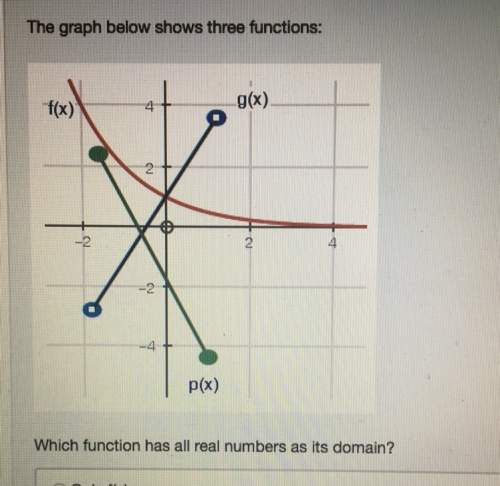 The graph below shows three functions; which function has all real numbers as it’s domain? a.) onl