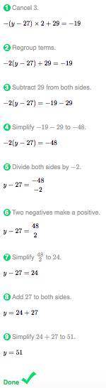 3(y-27)2/3+29=-19 what are the values of y
