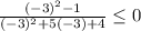 \frac{(-3)^2-1}{(-3)^2+5(-3)+4} \leq 0