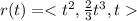 r(t)=< t^2,\frac{2}{3}t^3,t