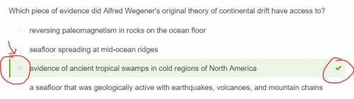 which of these pieces of evidence did alfred wegener's original theory of continental drift have acc
