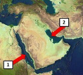 Which of the following bodies of water does arrow 2 point to in the map above?  a. the persian gulf