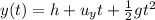 y(t) = h + u_y t + \frac{1}{2}gt^2