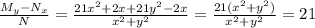 \frac{M_y-N_x}{N}=\frac{21x^2+2x+21y^2-2x}{x^2+y^2}=\frac{21(x^2+y^2)}{x^2+y^2}=21
