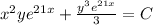 x^2ye^{21x}+\frac{y^3e^{21x}}{3}=C