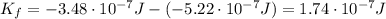 K_f = -3.48\cdot 10^{-7}J-(-5.22\cdot 10^{-7} J)=1.74\cdot 10^{-7}J