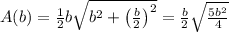 A(b)=\frac{1}{2}b\sqrt{b^2+\left (\frac{b}{2} \right)^2} = \frac{b}{2}\sqrt{\frac{5b^2}{4}}