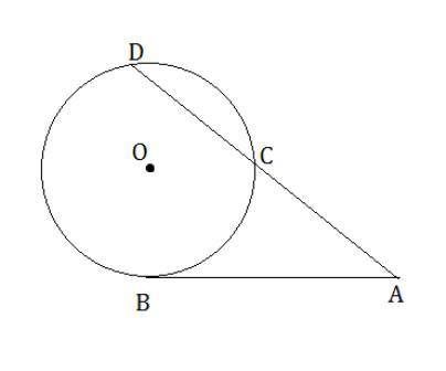 Given:  ab tangent to circle o at b, and secant through point a intersect the circle at points c and