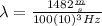 \lambda=\frac{1482\frac{m}{s}}{100(10)^{3}Hz}