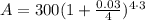 A=300(1+\frac{0.03}{4})^{4\cdot 3}