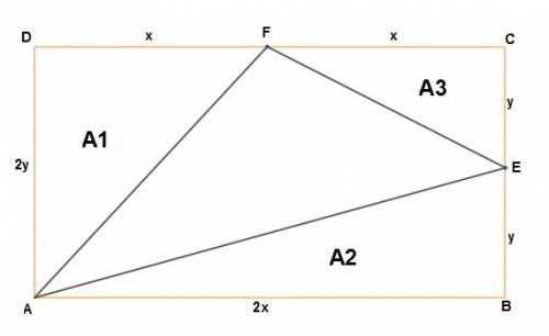 Given the rectangle abcd has a total area of 72. e is in the midpoint of bc and f is the midpoint of