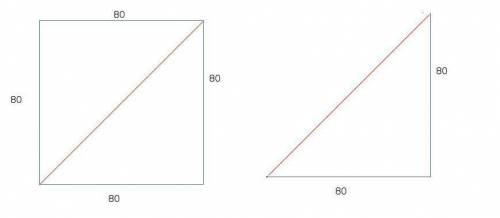 Asquare has sides that are 80 ft long. which equations can be used to calculate d the length of a di