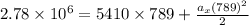 2.78\times 10^6=5410\times 789+\frac{a_x(789)^2}{2}
