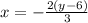 x=- \frac{2(y-6)}{3}