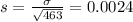 s = \frac{\sigma}{\sqrt{463}} = 0.0024